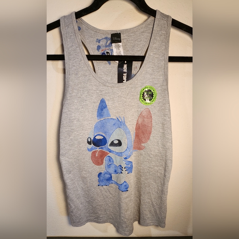NWT Disney Stitch womens small gray reversalable  racerback tank. 2 looks in one